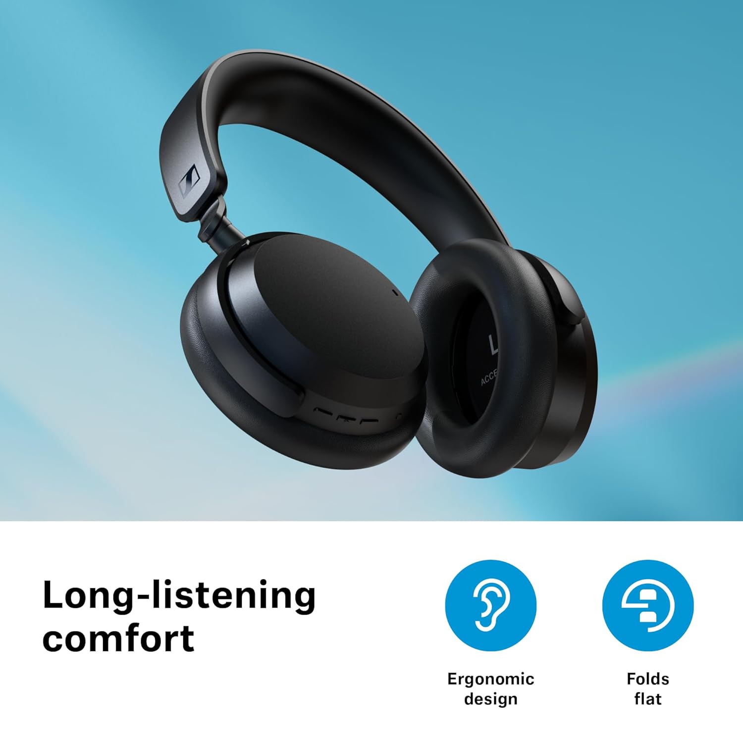 Sennheiser Accentum Wireless Bluetooth Over Ear Headphones with Mic -Designed in Germany Audio,50Hr Battery,10 Min Quick Charge = 5Hr Playback,Hybrid ANC