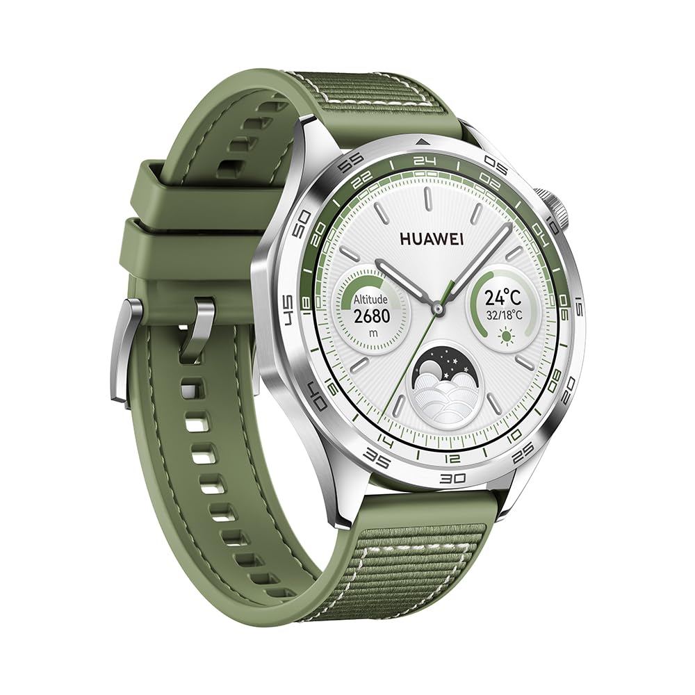 HUAWEI Watch GT4 46mm Smartwatch, HUAWEI Scale3 + Strap, Upto 2-Weeks Battery Life, Pulse Wave Arrhythmia Analysis, 24/7 Health Monitoring, Compatible with Andriod & iOS, Green