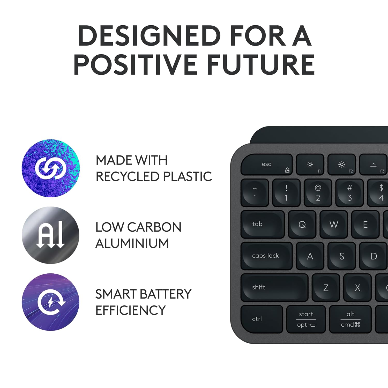 Logitech MX Keys S Wireless Keyboard with Free Adobe Subscription, Low Profile, Fluid Precise Quiet Typing, Programmable Keys, Backlighting, Bluetooth, USB C Rechargeable - Graphite