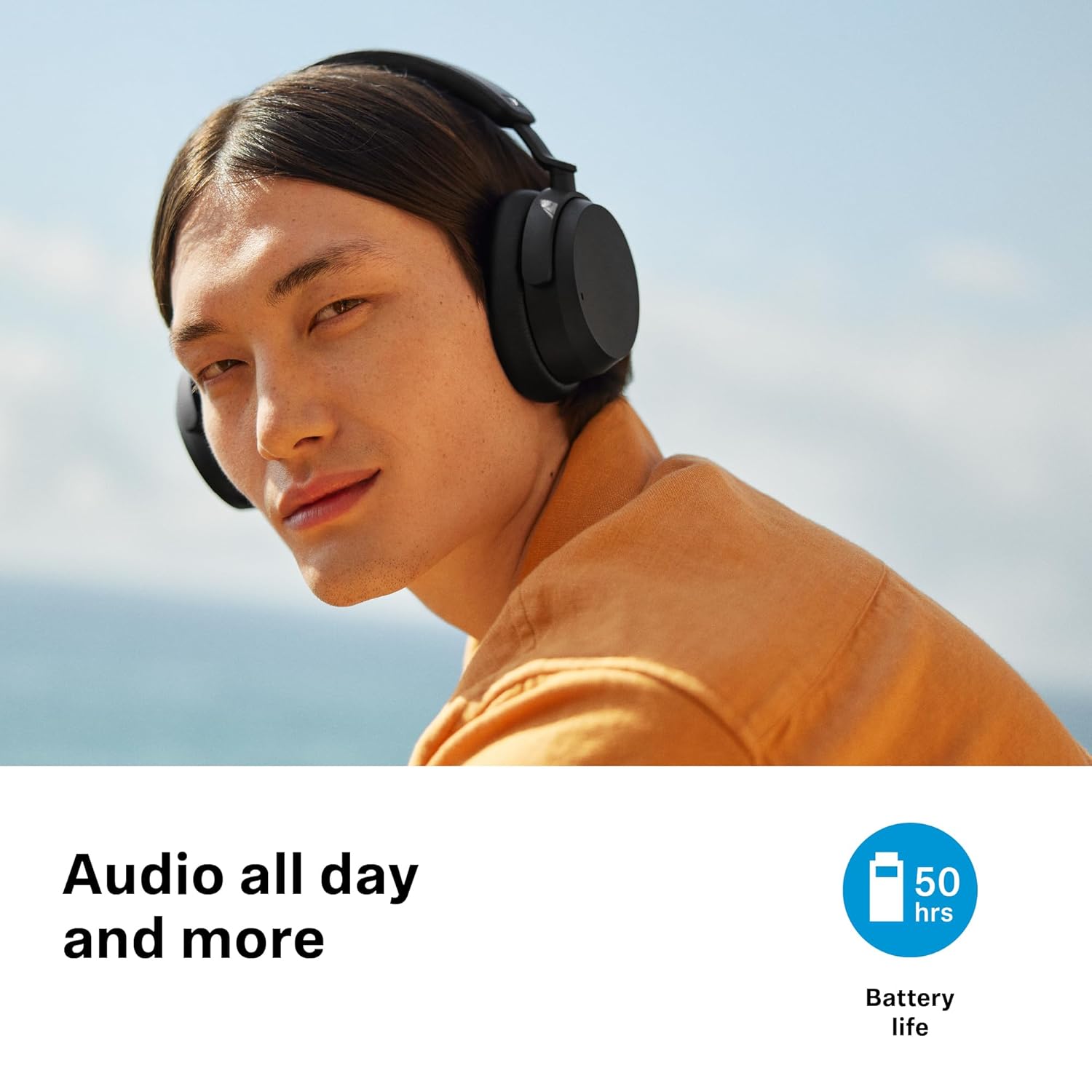 Sennheiser Accentum Wireless Bluetooth Over Ear Headphones with Mic -Designed in Germany Audio,50Hr Battery,10 Min Quick Charge = 5Hr Playback,Hybrid ANC