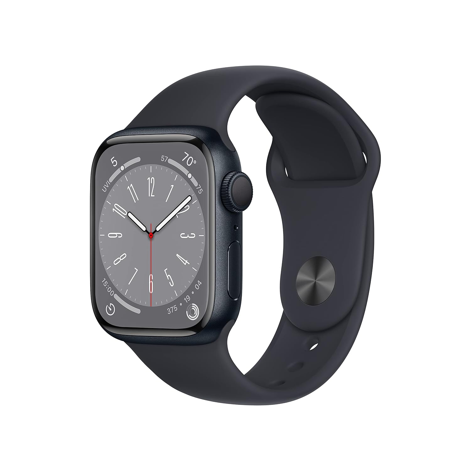 Apple Watch Series 8 [GPS 41 mm] Smart Watch w/Midnight Aluminium Case with Midnight Sport Band. Fitness Tracker, Blood Oxygen & ECG Apps, Always-On Retina Display, Water Resistant