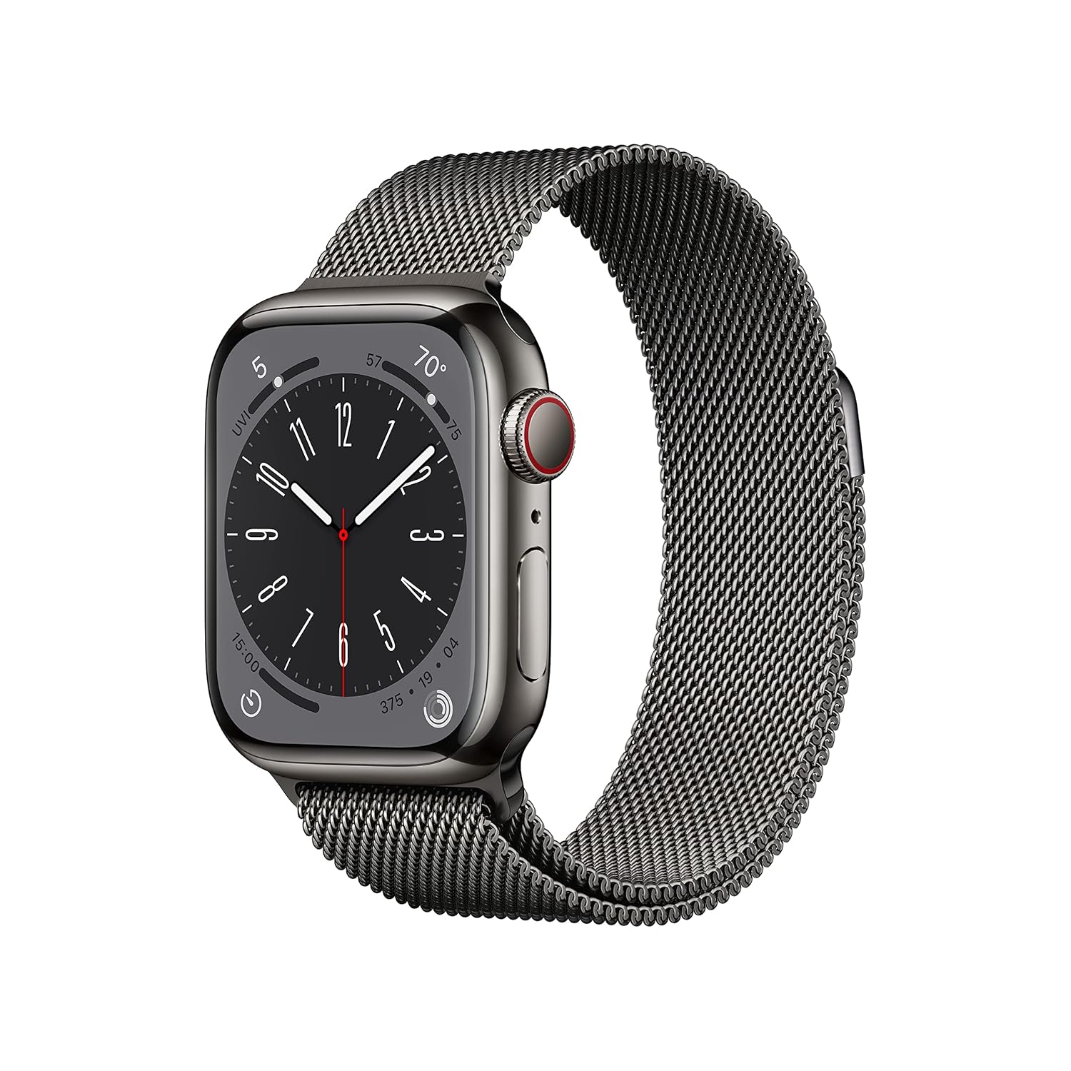 Apple Watch Series 8 [GPS + Cellular 41 mm] Smart Watch w/Graphite Stainless Steel Case with Graphite Milanese. Fitness Tracker, Blood Oxygen & ECG Apps, Always- On Retina Display, Water Resistant