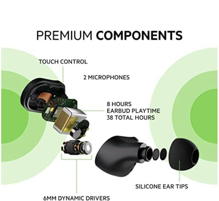 (Open Box) Belkin SOUNDFORM™ Play True Wireless in-Ear Earbuds, IPX5 Sweat & Water Resistant, Up to 38 hrs. Playtime, Bluetooth 5.2, Wireless Charging, Dual mic on Each Side, Compatible with iOS & Android, Black (Grade - A+)