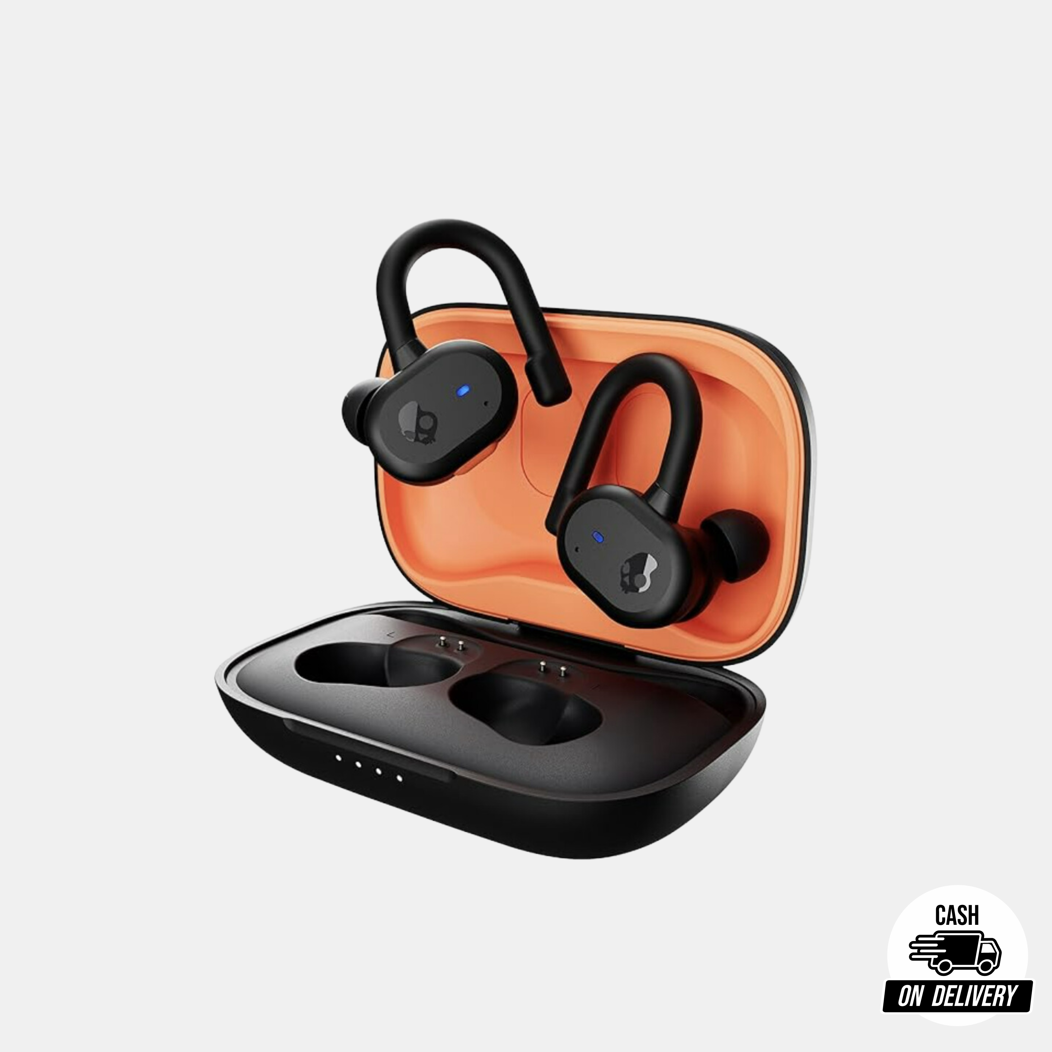 (Brand New) Skullcandy Push Active in-Ear Wireless Earbuds, 43 Hr Battery, Skull-iQ, Alexa Enabled, Microphone, Works with iPhone Android and Bluetooth Devices -Black Orange