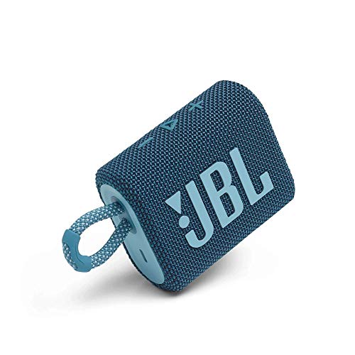 JBL Go 3, Wireless Ultra Portable Bluetooth Speaker, Pro Sound, Vibrant Colours with Rugged Fabric Design, Waterproof, Type C (Without Mic, Blue)